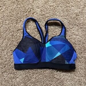 Champion Blue and Black Geometric Sports Bra